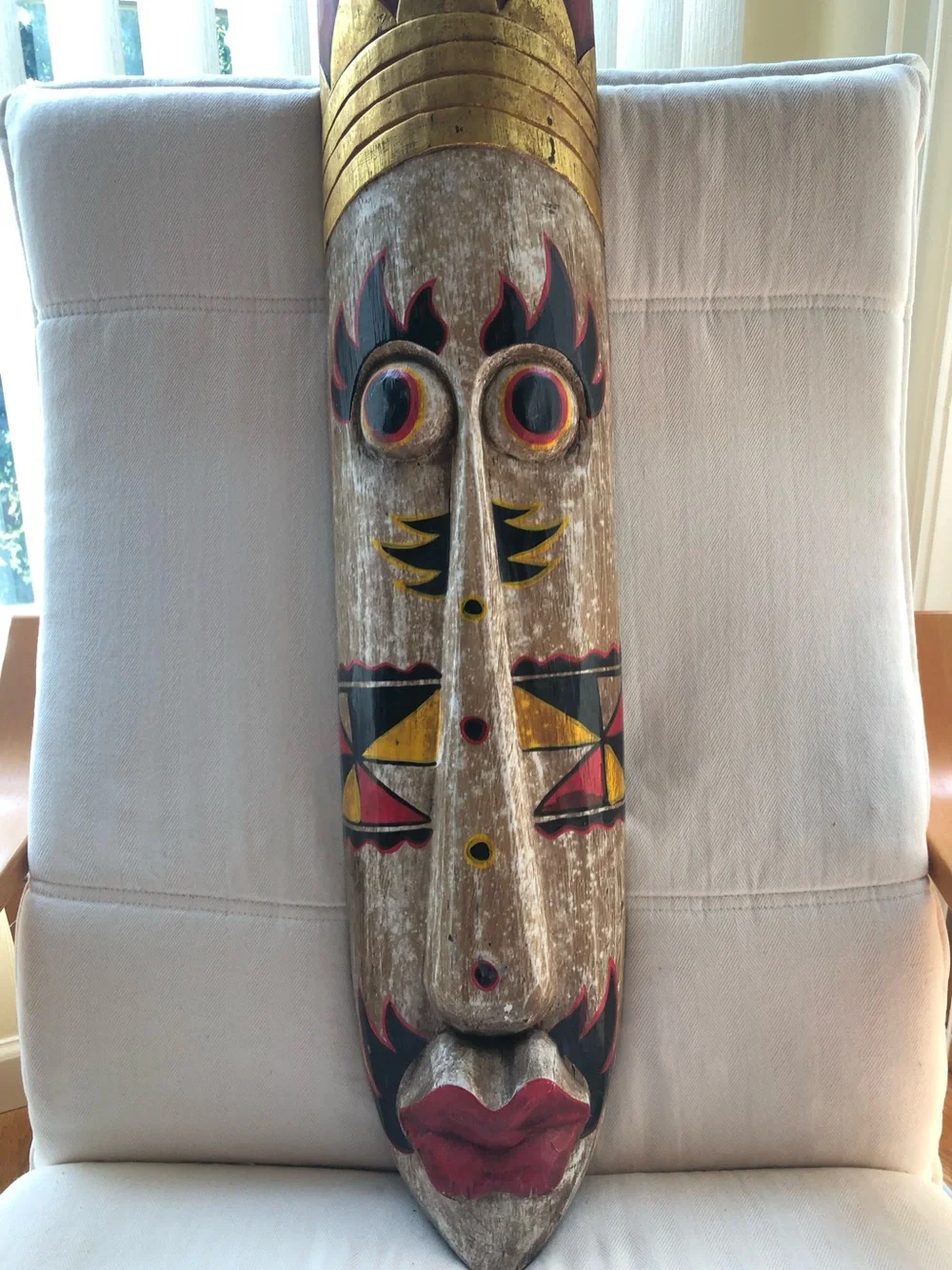 Hand Carved Indonesian Wooden Mask Bali Lombok Tribal Wall